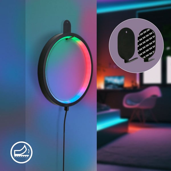 Kreisförmige Wandleuchte mit Farbwechsel und Zubehör zur Befestigung