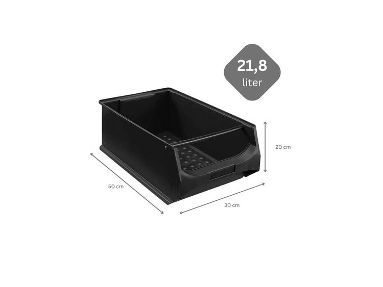PROREGAL SuperSparSet 4x Leitfähige Sichtlagerbox 5.1 mit Griffstange HxBxT 20 x 30 x 50 cm 21,8 Liter ESD Sichtlagerbehälter