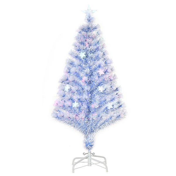 HOMCOM künstlicher Weihnachtsbaum, Ø60 x 120H cm, Metall, Weiß, Blau