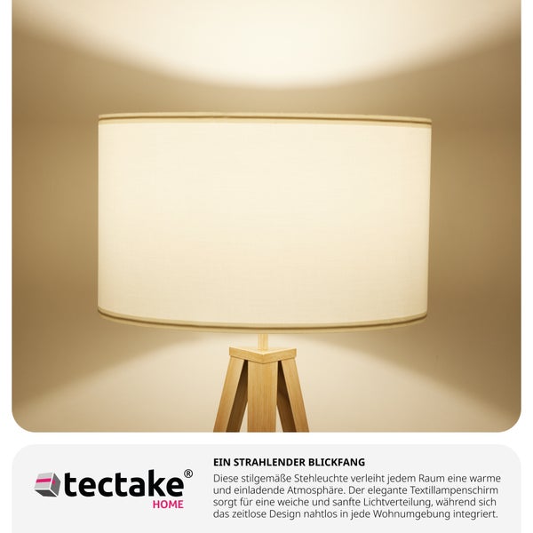 Stehleuchte tectake Lunaris Dreibeingestell aus Stahl, 60 W 57 x 57 x 158 cm