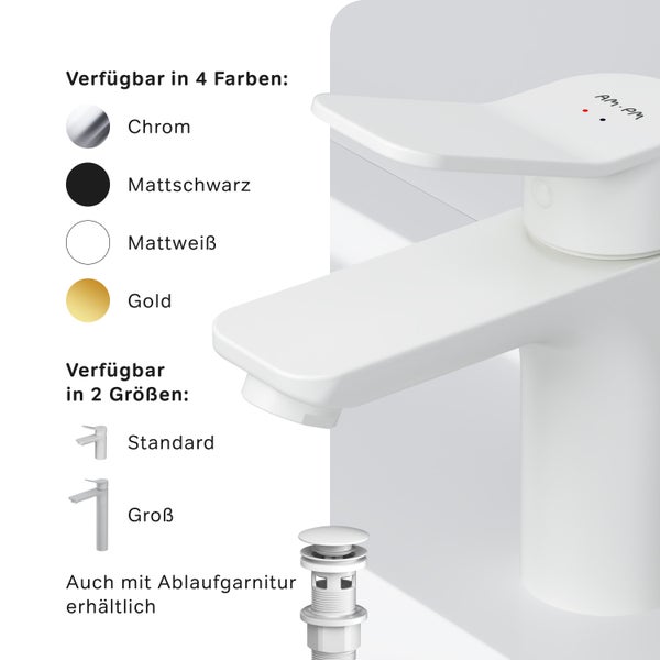 AM.PM Waschtischarmatur mit Einhebelmischer FXA02133 X-Joy Weiß matt