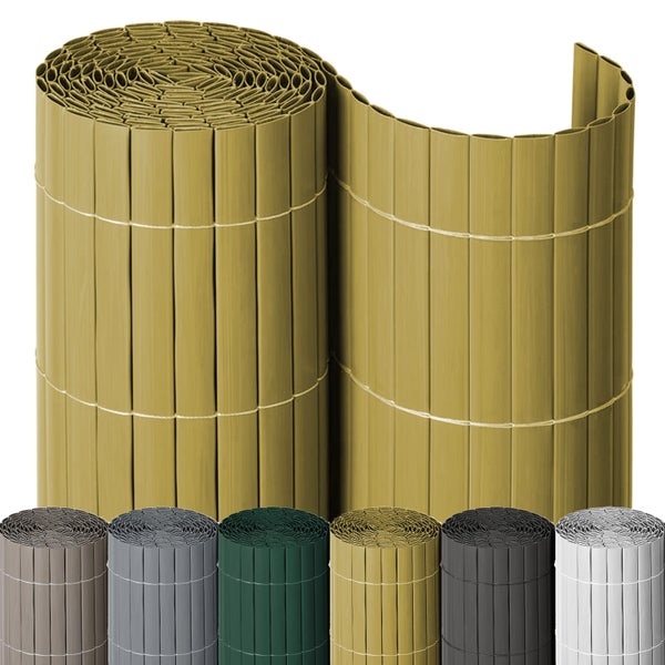 PVC Sichtschutz - 120x300 cm - Bambusoptik - Hohlkammer Sichtschutzmatte - Wetterfest und langlebig - Blickdichter Sichtschutz und Dekorationselement
