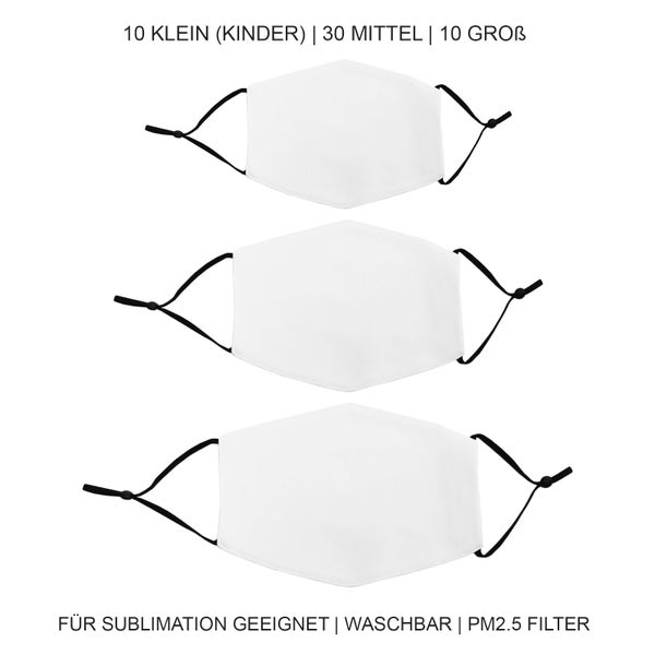 Gesichtsmasken – verschiedene Größen / 50er Packung