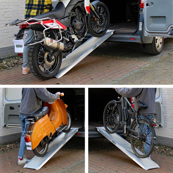 TRUTZHOLM 1 x Auffahrrampe 200 cm 1000 kg Alu grau gebördelt Motorradrampe Verladerampe
