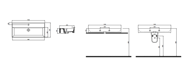 Waschbecken Waschtisch Architekt 100x45 Keramik Handwaschbecken