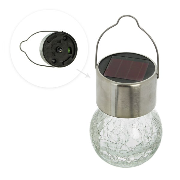 FRANK FLECHTWAREN | Solar-LED Kristall, 4er Set, GLAS, ca. Ø 6 x 9 cm, GH 14 cm, für den Außenbereich geeignet