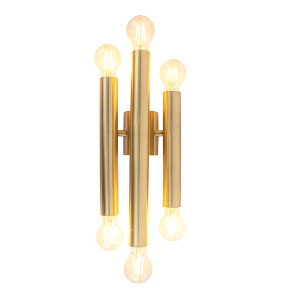 Goldene Wandleuchte mit drei Lampen für Innenräume