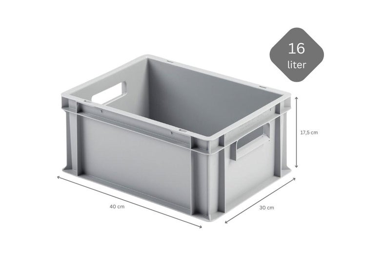 PROREGAL SuperSparSet 4x Eurobehälter mit Offenem Griff HxBxT 17,5 x 30 x 40 cm 16 Liter Grau Eurobox Transportbox