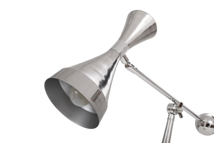 Tischlampe in Silber mit Marmor Fuss, Nachttischlampe | Wohnzimmer Esszimmer Leuchte