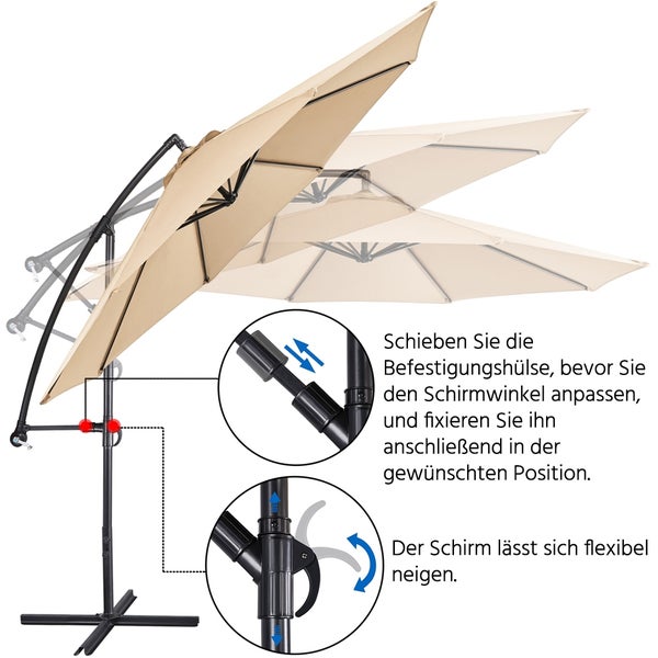Freiarm-Sonnenschirm mit verstellbarem Winkel und Neigungsfunktion