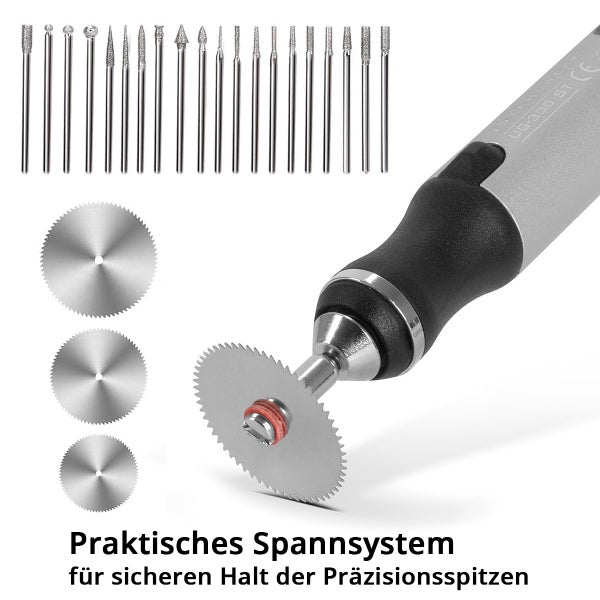Präzisionswerkzeug mit verschiedenen Aufsätzen zum Schleifen und Schneiden