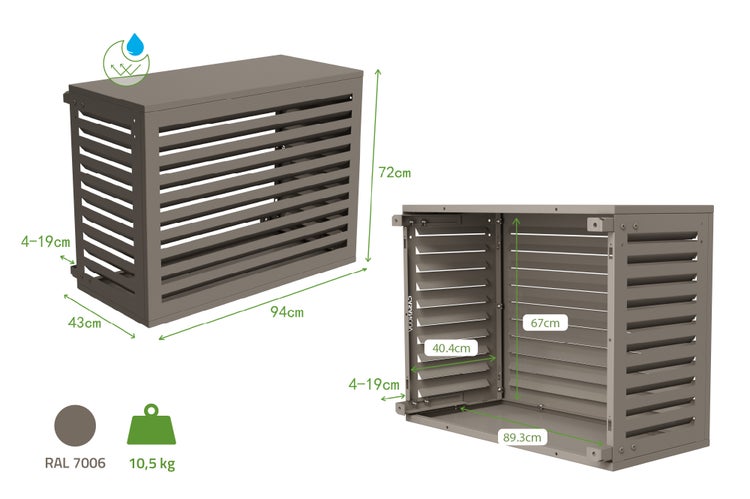 Abdeckung für Klimaanlage mit den Maßen 72 x 94 x 43 cm