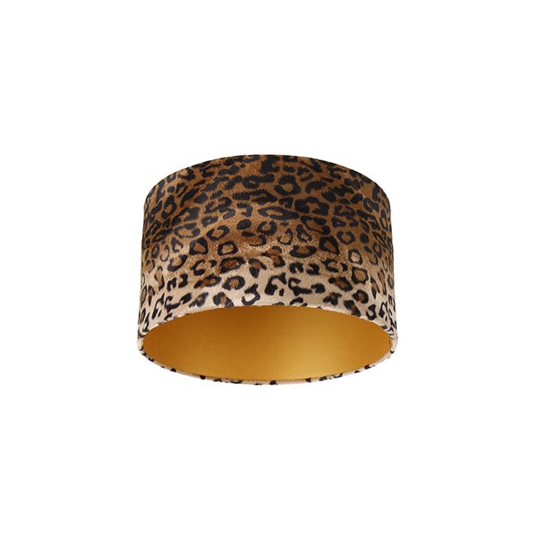 Velours Lampenschirm Leopard Design 35/35/20 Gold innen