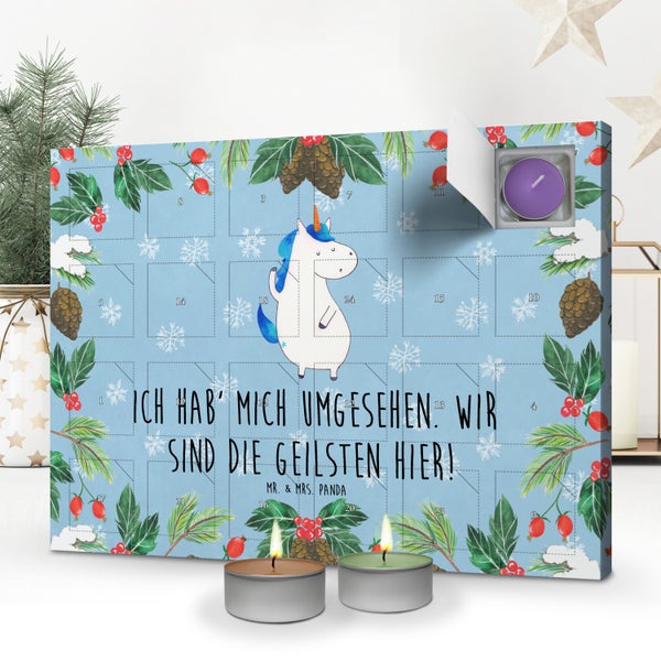 Mr. & Mrs. Panda Duftkerzen Adventskalender Einhorn Mann - Blau Pastell