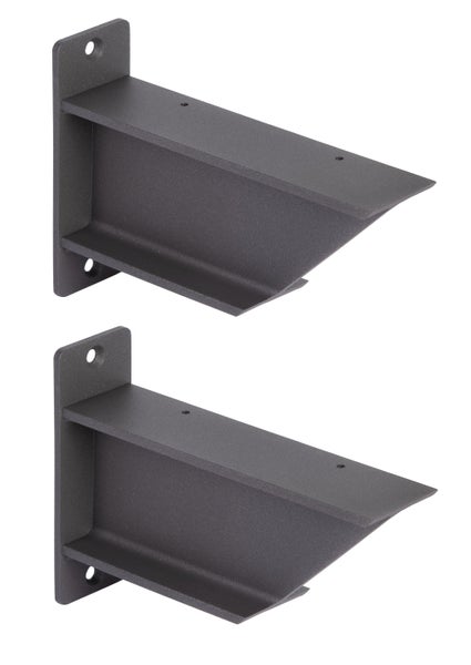 Zwei Regalträger aus Metall zur Wandmontage mit Befestigungslöchern