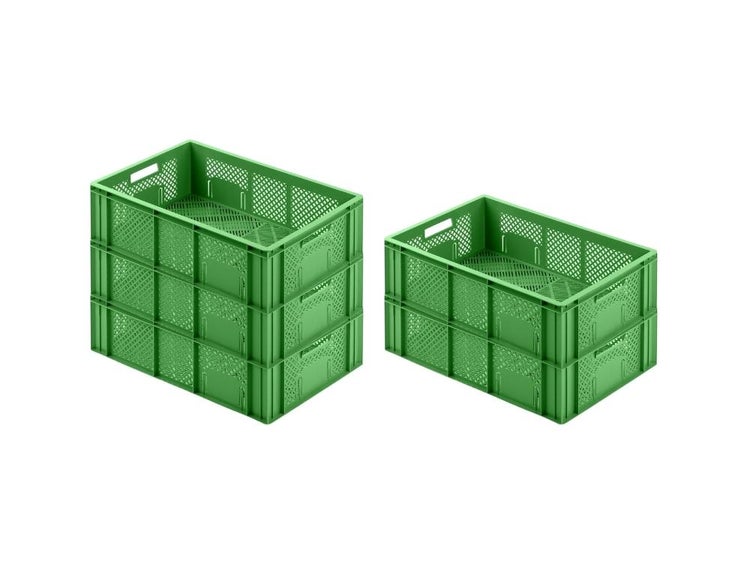 PROREGAL SuperSparSet 5x Eurobehälter Obst- und Gemüsekasten HxBxT 171 x 40 x 60 cm 33 Liter Grün Obst-Gemüsekiste Obstkorb Transportbox