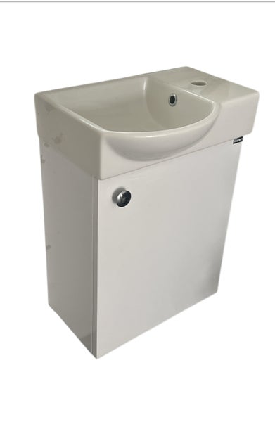 Gäste WC Badmöbel Waschtisch Set 45cm für Kleine Bäder Litos Hahnloch Rechts