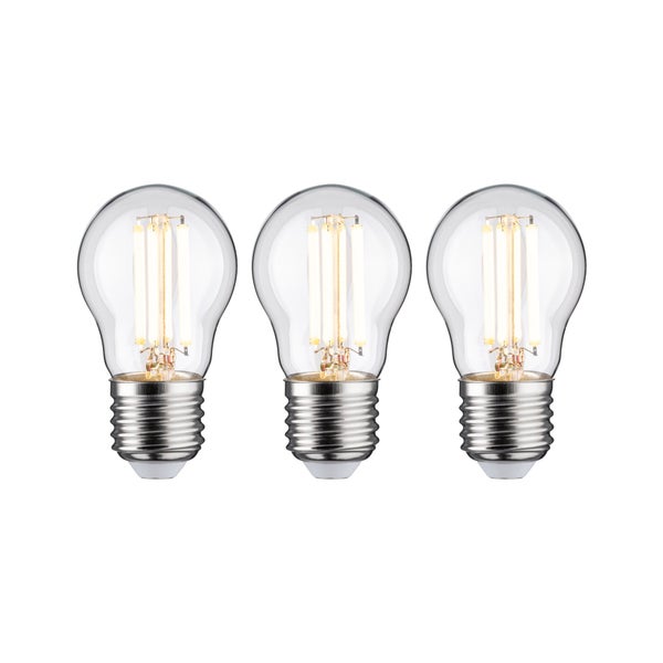 Eco-Line Filament 230V LED Tropfen E27 3er-Set 80mm 525lm 2,5W 3000K Klar