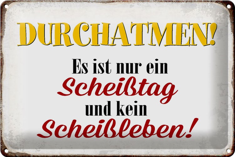 Blechschild Spruch 30x20cm nur Scheißtag kein Scheißleben