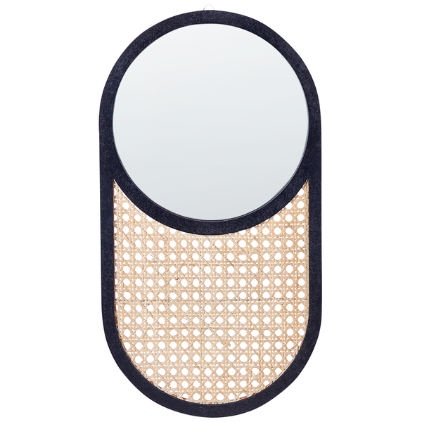Ovaler Wandspiegel mit Rattan