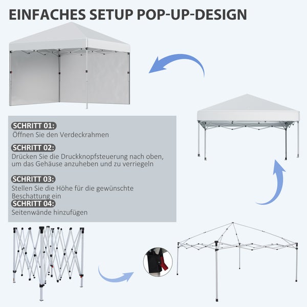 Anleitung zum Aufbau eines Faltpavillons mit vier Schritten