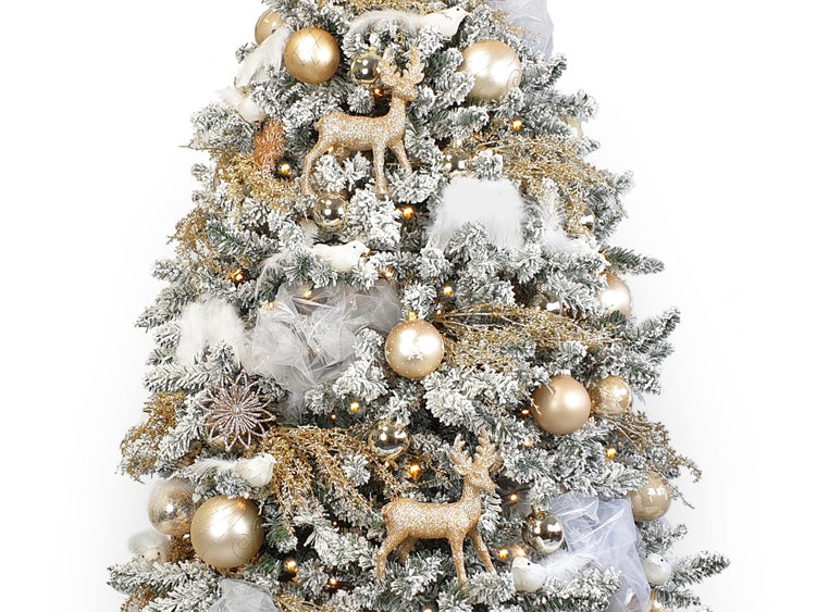 LAALU Set Weihnachtsdekoration 6 Stück: Dekorationen rund Creme Mix 10 cm