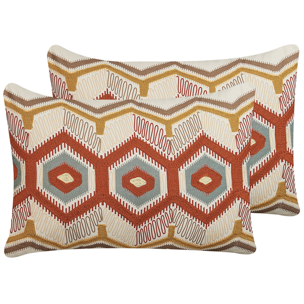 Dekokissen 2er Set MAJRA Baumwolle 40 x 60 cm Bunt Geometrisches Muster