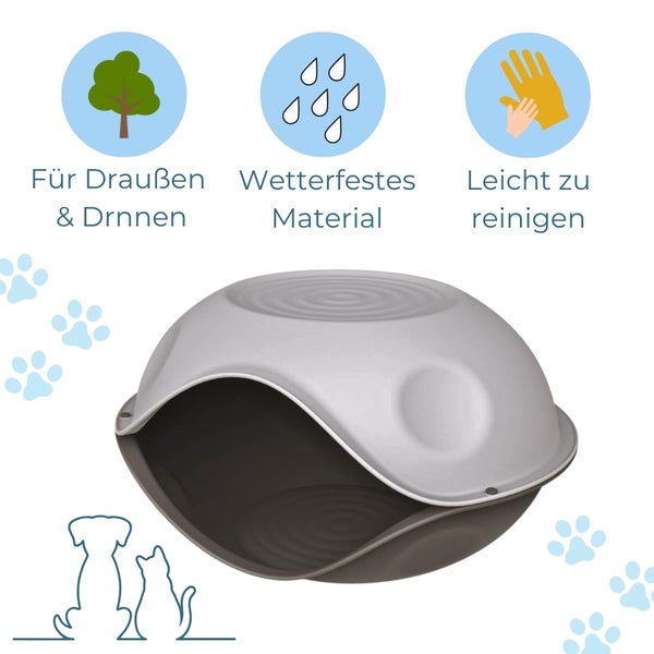 Graues Tierbett für drinnen und draußen, wetterfest und leicht zu reinigen