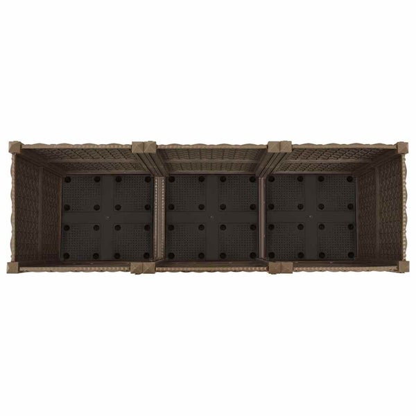 Draufsicht auf ein modulares Hochbeet aus Kunststoff mit Gitterstruktur für den Garten