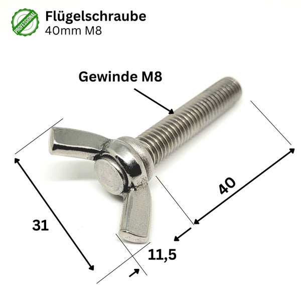Flügelschraube M8, 40 Millimeter