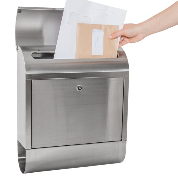 Briefkasten tectake  380 x 130 x 460 mm aus Edelstahl grau