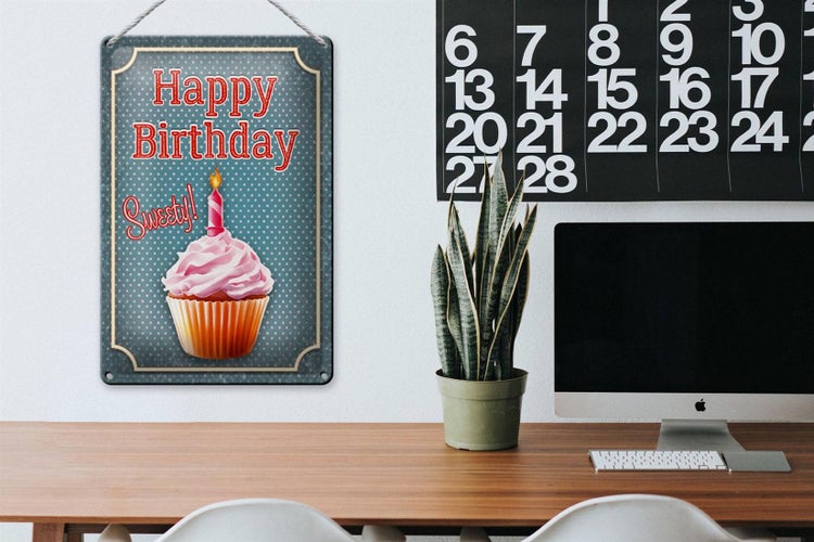 Blechschild Spruch 20x30cm Happy Birthday sweety Kerze