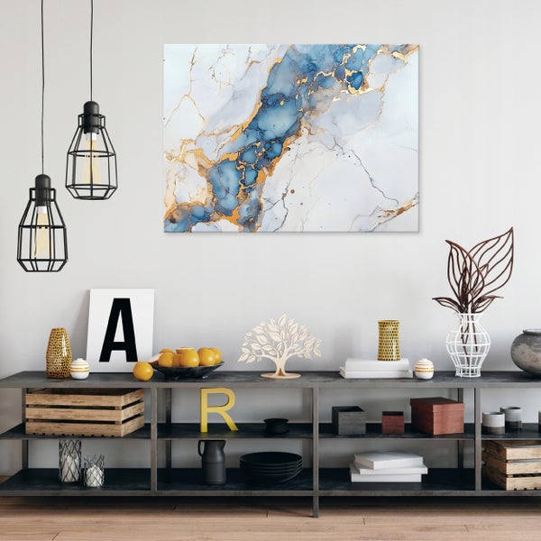 Leinwandbild Abstrakt Marmor Gold Modern Bilder Wanddeko 100x70 cm