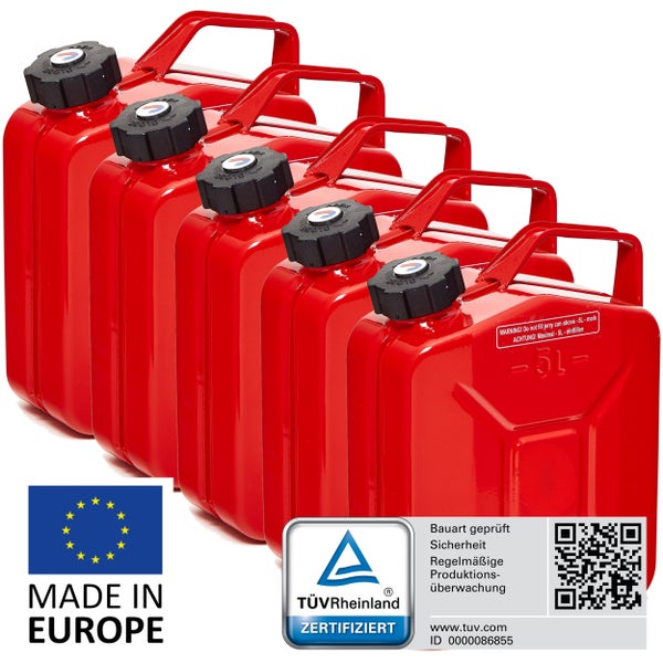 Kopie von Oxid7 by BW Kraftstoffkanister Metall Benzinkanister mit Schraubverschluss 5x 5 Liter - Rot - RAL 3000 #1