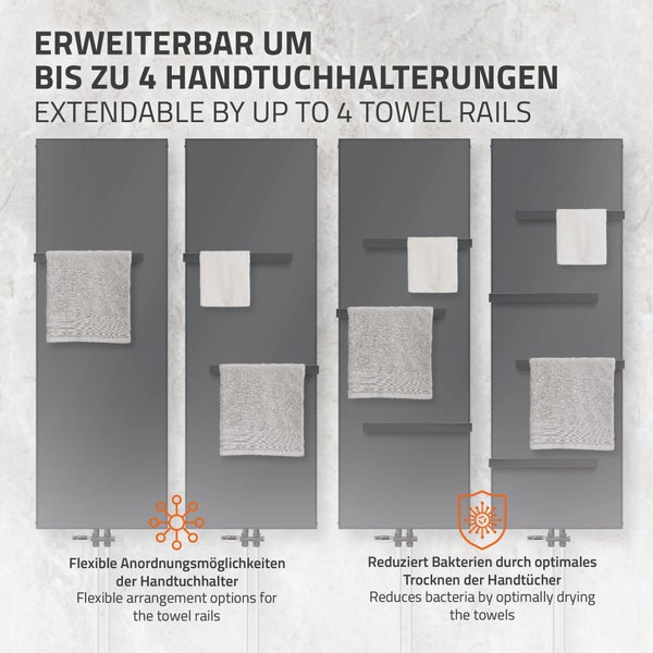 LuxeBath Badheizkörper 1800x452 mm Anthrazit Flach Einlagig Design Heizkörper Mittelanschluss Vertikal Planheizkörper glatte Vorderseite Vertikalheizkörper Paneelheizkörper Flachheizkörper  Heizwand