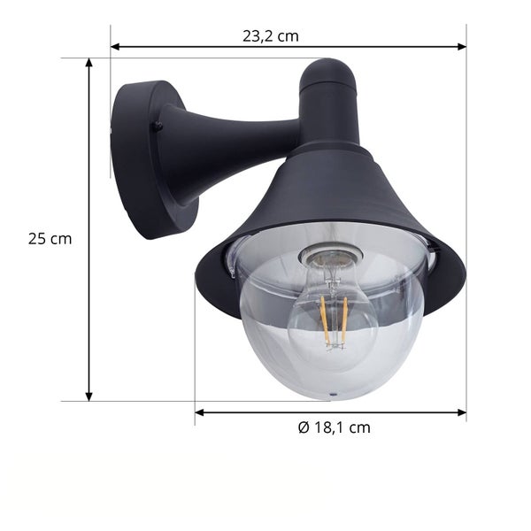 Lindby Wandleuchte außen Keicy (spritzwassergeschützt (Modern) in Schwarz (1 flammig, E27) - Außenwandleuchten Wandlampe Led Außenlampe Outdoor für Außenwand/Hauswand