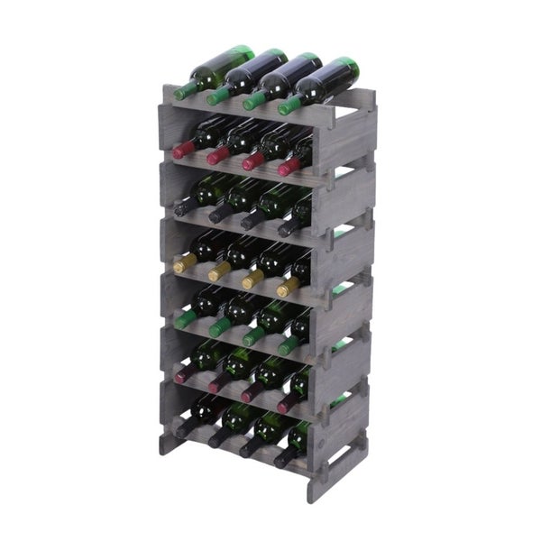 Weinregal VINOTECA FLEX PRO HxBxT 93x46x28cm 28 Flaschen auf 7 Ebenen Massives Kiefernholz Grau