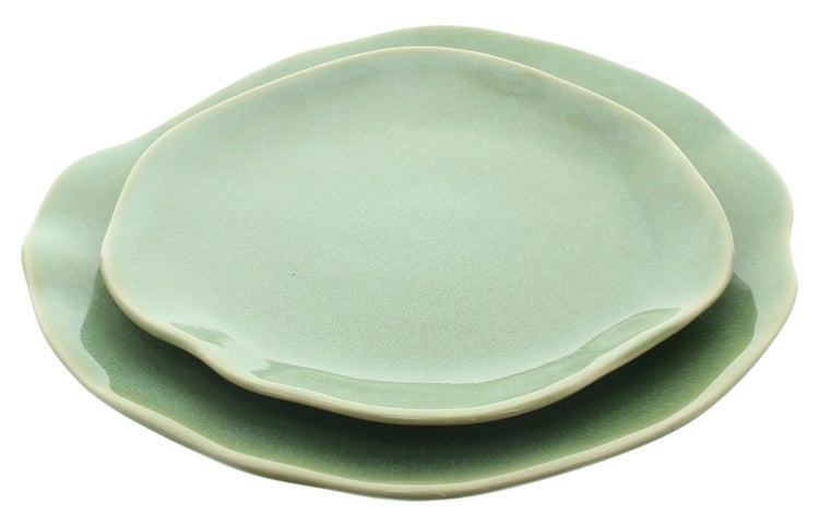 FRANK FLECHTWAREN|Teller Organic, 2er Set, 22 x 20 cm, 27 x 24 cm, PORZELLAN