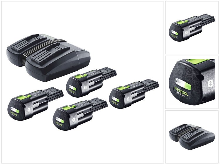 Festool Energie Set 4x BP 18 Li 3,0 Ergo I Akku 18 V 3,0 Ah / 3000 mAh Li-Ion ( 4x 577704 ) + TCL 6 DUO Doppel Ladegerät ( 577017 )