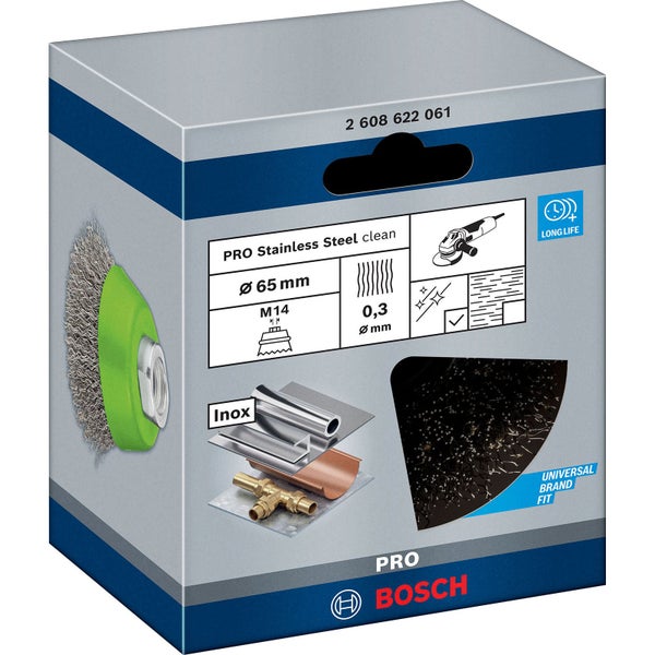 Bosch PRO Stainless Steel clean Topfbürste 65 x 0,30 mm Gewinde - 2608622061