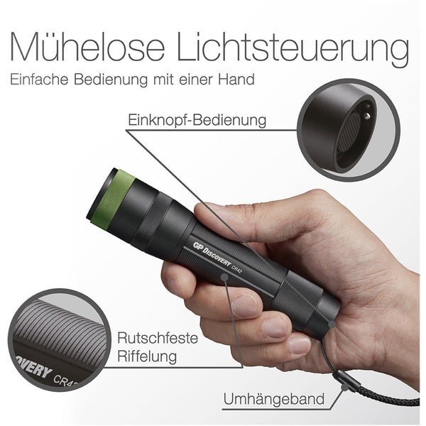 Taschenlampe CR42 1000lumen inklusive 18650 3,7V Li-Ion Akku
