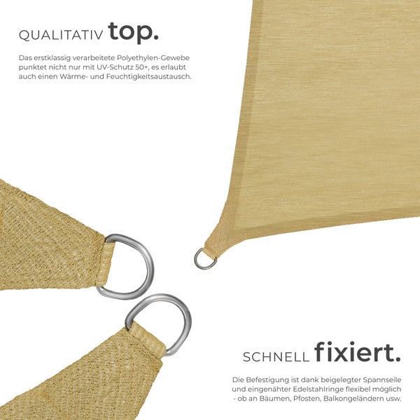 Sonnensegel tectake  inklusive Spannseile rechteckig mit UV-Schutz 50+ beige