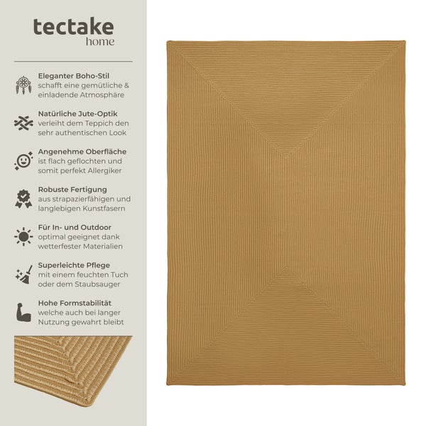 Geflochtener Teppich tectake strapazierfähig und pflegeleicht verschiedene Größen 160 x 230 cm