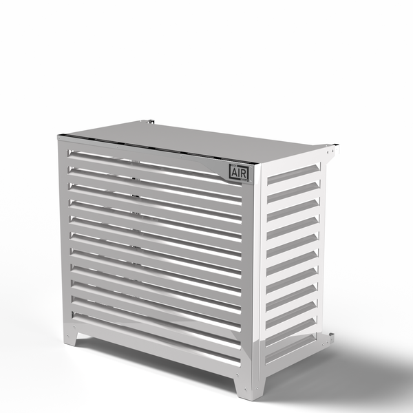 Wärmepumpenabdeckung - Big Blade - Weiß - Boden neben der Wand Größe XL (B 115cm - H 103cm - T 61cm) - Box Air Klima