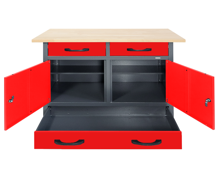 Ondis24 Werkstatt Set Werner Plus 120 cm 1 Schrank rot, Werkstatteinrichtung, Werkbank