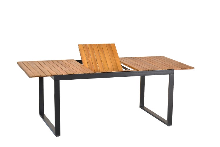 Naxos Gartentisch, ausziehbar, 150 (200) x 90 cm, Graphit, Aluminium mit Akazie