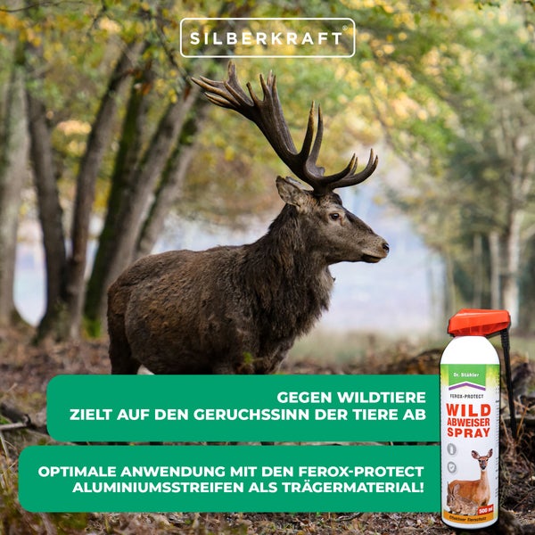 Silberkraft Wildabweiser Spray 500 ml, Schutz vor Wildtieren auf dem Grundstück, effektive Wildabwehr, Wildschaden verhindern, Wildtiervertreiber