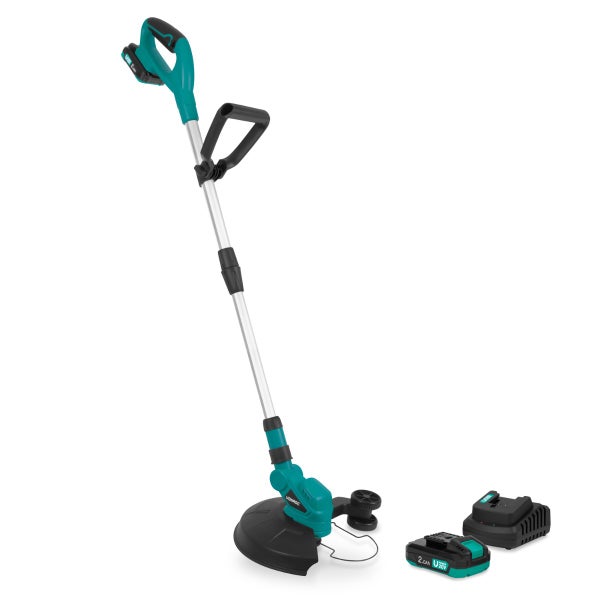 VONROC Rasentrimmer 20V -  20V - Inkl. 2x 2.0Ah Akku und Ladegerät - 250mm - Doppelte Drahtspule (2x4m) - Teleskopstiel