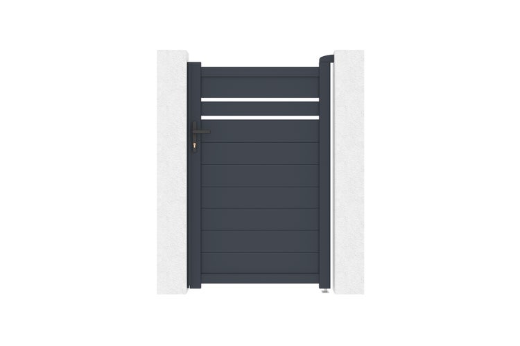 Schiebetor 5m GIONA H.160cm graues Aluminium + 1M CIMONE Tor H.160cm Aluminium
