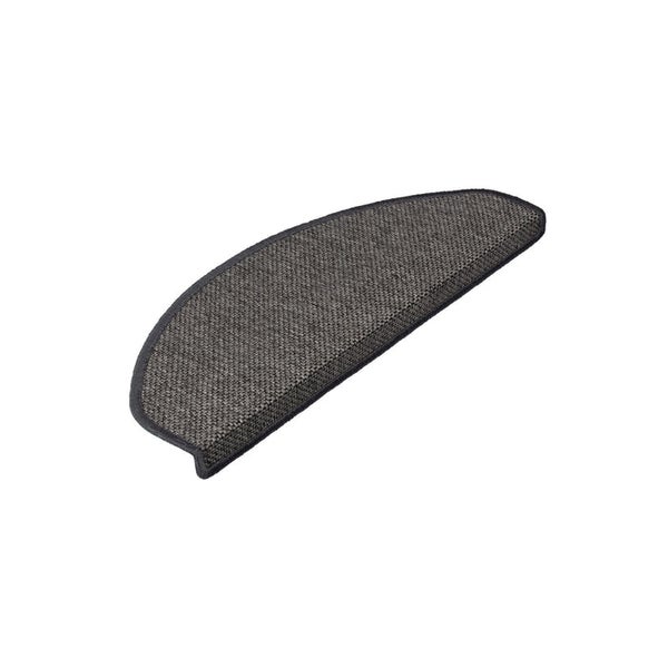 FLOORDIREKT Stufenmatte Sabang - Sisaloptik - Gekettelter Rand & Selbstklebend - Anthrazit - 23,5 x 65 cm - Halbrund